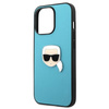Karl Lagerfeld PU Leather Karl's Head Metal - Etui iPhone 13 Pro (niebieski)