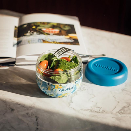 Quokka Bubble Food Jar - Lebensmittelbehälter / Lunchbox 500 ml (Blue Peonies)