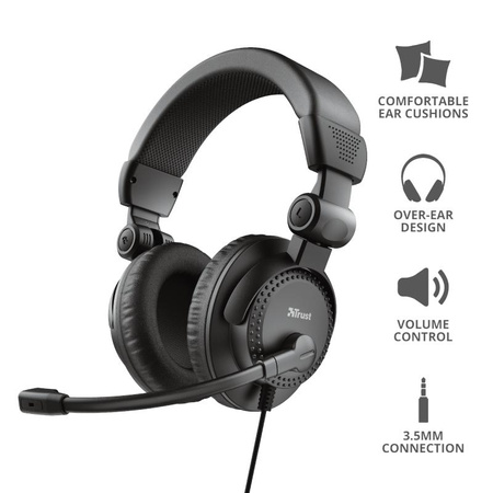Trust Como - Casque d'écoute avec microphone (Noir)