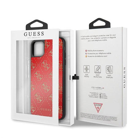 Guess Double Layer Glitter Case Peony G - Case for iPhone 11 Pro Max (Red)