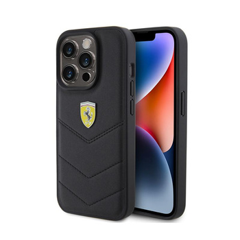 Ferrari Gestepptes Metall-Logo - iPhone 15 Pro Tasche (schwarz)