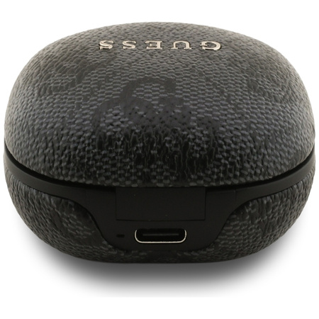 Guess 4G Classic Metal Logo - Bluetooth TWS ENC sluchátka + nabíjecí pouzdro (Černá)