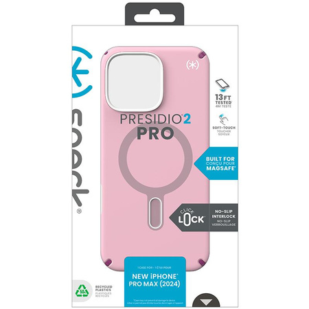 Speck Presidio2 Pro ClickLock & MagSafe - Case for iPhone 16 Pro Max (Wednesday Pink / Boysenberry Purple / White)