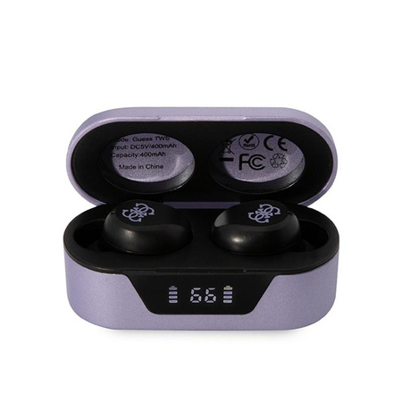 Guess True Wireless Earphones BT5.0 5H - TWS headphones + charging case (purple)