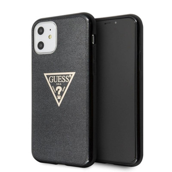 Pouzdro Guess Solid Glitter Triangle - iPhone 11 (černé)