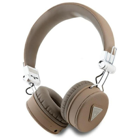 Guess Grained Classic Round Shape - Drahtlose Bluetooth ENC Over-Ear Kopfhörer (Braun)