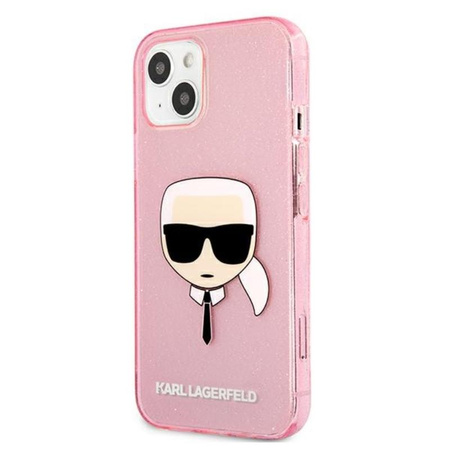 Karl Lagerfeld Karl's Head Glitter - iPhone 13 Mini Tasche (rosa)