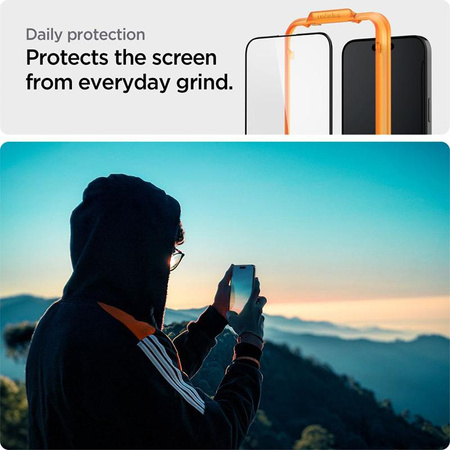 Spigen Alm Glass FC 2-Pack - Tempered glass for iPhone 15 2 pcs (Black frame)