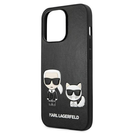 Karl Lagerfeld PU bőr Karl & Choupette dombornyomott - iPhone 13 Pro tok (fekete)