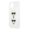 Karl Lagerfeld Glitter Karl & Choupette Head - pouzdro na iPhone 13 (stříbrné)