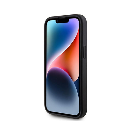 Guess Glitter Script Big 4G - Hülle für iPhone 15 (Schwarz)