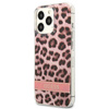 Guess Leopard Electro Stripe - kryt pro iPhone 13 Pro (růžový)