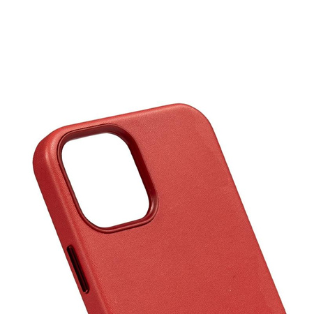 Crong Essential Cover - Custodia in pelle PU per iPhone 12 / iPhone 12 Pro (rosso)