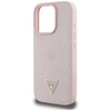 Guess Grained Hot Stamp Peony Triangle Logo MagSafe - pouzdro pro iPhone 16 Pro (růžové)
