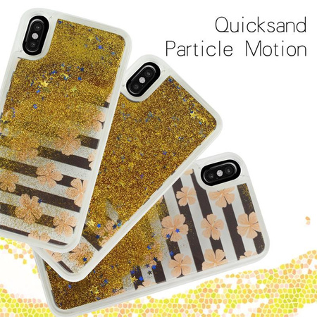 Zizo Liquid Glitter Star Case - pouzdro pro iPhone X (Růžové květy)
