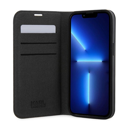 Karl Lagerfeld Booktype NFT Saffiano Karl & Choupette - Coque iPhone 14 (Noir)