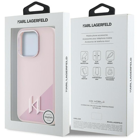 Karl Lagerfeld Silicone Shadow Metal Initial MagSafe - Case for iPhone 15 Pro (pink)