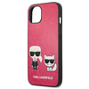 Karl Lagerfeld PU-Leder mit Karl & Choupette-Prägung - iPhone 13 Mini Tasche (fuchsia)