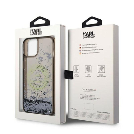 Karl Lagerfeld Liquid Glitter Round RSG Logo Case - iPhone 14 Plus Case (schwarz)