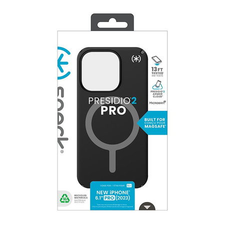 Speck Presidio2 Pro Magsafe - pouzdro pro iPhone 15 Pro (černé / břidlicově šedé / bílé)
