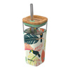 Quokka Liquid Cube - 540 ml Glasbecher mit Strohhalm aus Edelstahl (Tukane)
