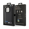 BMW Leather Carbon Blue Line - Case for iPhone 15 Pro (black)