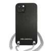 Karl Lagerfeld Leather Textured and Chain - pouzdro pro iPhone 13 mini (černé)