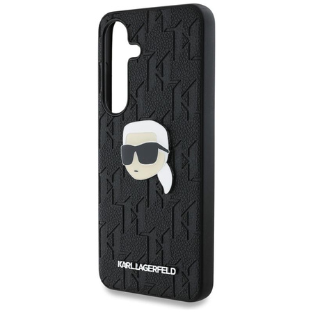 Karl Lagerfeld Leather Monogram Pin Logo Karl Head - Pouzdro pro Samsung Galaxy S25 (Černé)