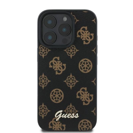 Pouzdro Guess Peony Script MagSafe - iPhone 16 Pro (černé)