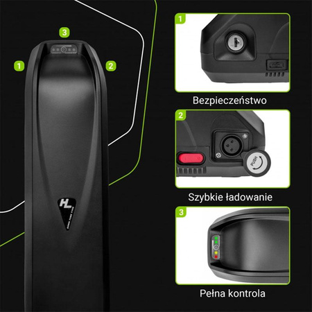 Green Cell - 48V 15Ah Akku für E-Bike Li-Ion Unterrohr mit Ladegerät