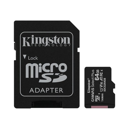 Kingston Canvas Select Plus MicroSDXC - 64 GB A1 Klasse UHS-I U1 V10 100 MB/s Speicherkarte mit Adapter