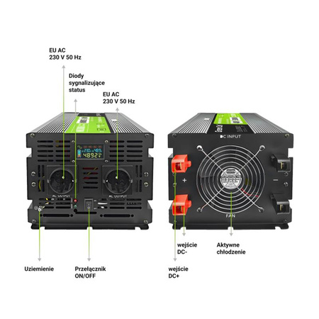 Green Cell - PowerInverter s LCD displejem 48V na 230V 5000W/10000W Měnič napětí s čistou sinusovkou