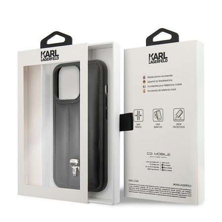 Karl Lagerfeld Quilted Puffy Ikonik Pin - Coque pour iPhone 14 Pro (Noir)