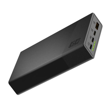 Green Cell PowerPlay20s - Banque d'énergie 20000 mAh avec USB-A QuickCharge 3.0 et 2x USB-C Power Delivery 22.5W (noir)
