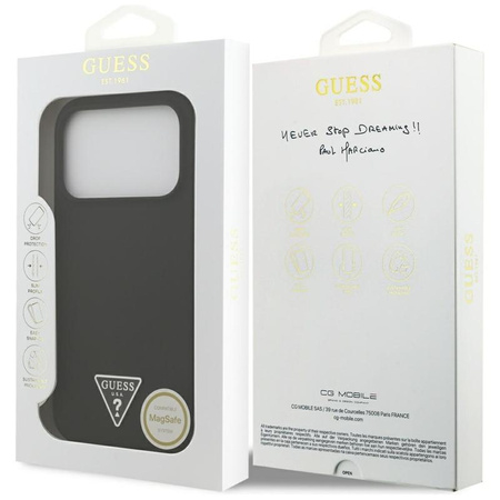 ETUI DO IPHONE 17 PRO do MAGSAFE GUESS CZARNE SILIKONOWE Z MIKROFIBRĄ CASE