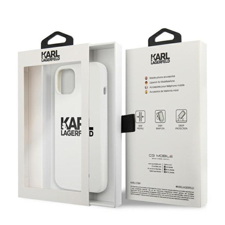 Karl Lagerfeld Silicone Stack Logo - Etui iPhone 13 mini (biały)
