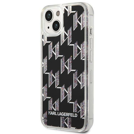 Karl Lagerfeld Monogram Liquid Glitter - Hülle für iPhone 14 (Schwarz)