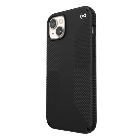 Speck Presidio2 Grip - Csúszásgátló tok iPhone 15 Plus / 14 Plus készülékhez (fekete / fekete / fehér)
