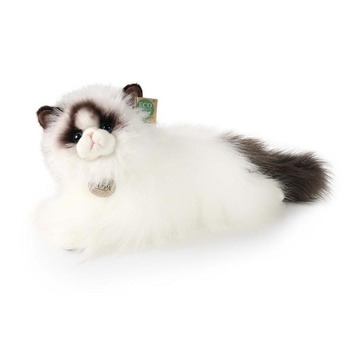 Peluche realistico gatto Ragdoll Mascotte sdraiato 35 cm Rappa ecologica