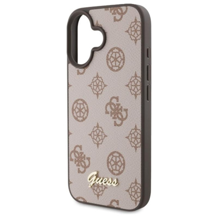 Guess Peony Script MagSafe – Pouzdro pro iPhone 16 (hnědé)