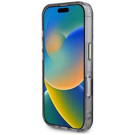 Guess Glitter Flowers Triangle Buttons MagSafe - Case for iPhone 16 (black)