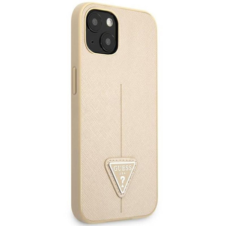 Guess Saffiano Triangle Logo Case - Hülle für iPhone 14 Plus (Beige)