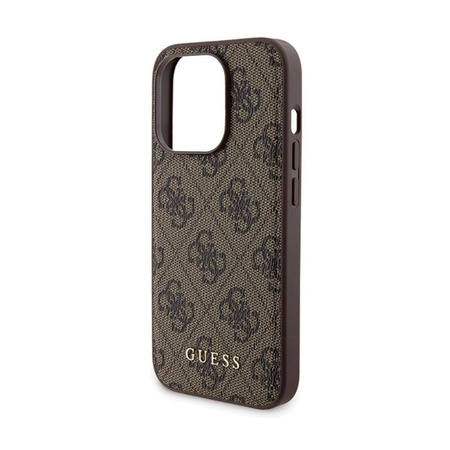 Guess Bundle Pack MagSafe 4G Metal Gold Logo - Case Set + Power Bank 5000mAh MagSafe iPhone 15 Pro (brown)