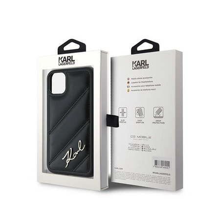 Karl Lagerfeld Diagonale gesteppte Schrift - iPhone 11 Tasche (schwarz)