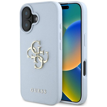 Guess Genarbtes Großes 4G Logo Kleines Klassisches Logo - Hülle für iPhone 16 (blau)