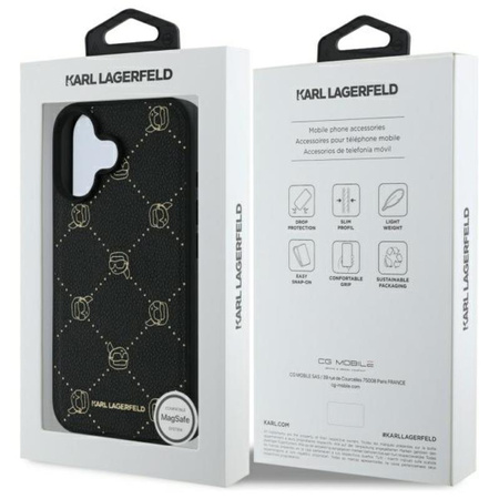 Karl Lagerfeld MagSafe Karl Head - Pouzdro pro iPhone 16 (černé)