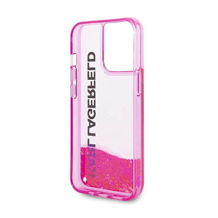Karl Lagerfeld Liquid Glitter Translucent Elongated Logo Case - Coque pour iPhone 14 Pro Max (rose)