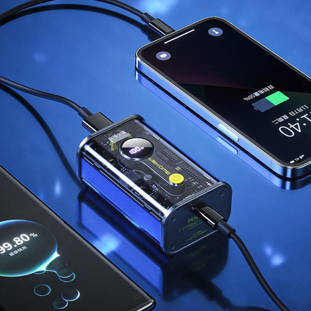 WEKOME WP-333 Vanguard Series - Power banka 10000 mAh Super nabíjení PD 20W + QC 22,5W (černá / průhledná)