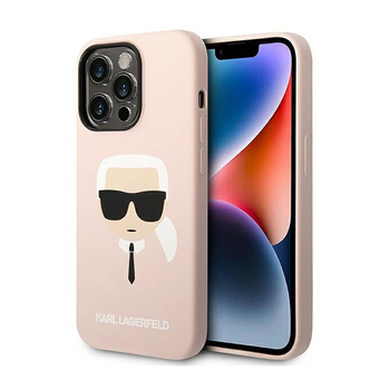 Karl Lagerfeld szilikon ikonikus Karl`s Head - iPhone 14 Pro tok (rózsaszín)