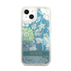 Guess Liquid Glitter Flower - pouzdro pro iPhone 13 (modré/zelené)